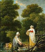 Pehr Hillestrom Two Maid Servants at a Brook oil on canvas